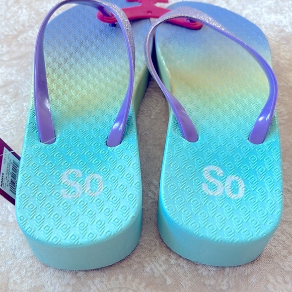 Brand New So Purple Glitter Thong Sandals Platform Flip Flops Ombre Sparkly - Picture 7 of 16